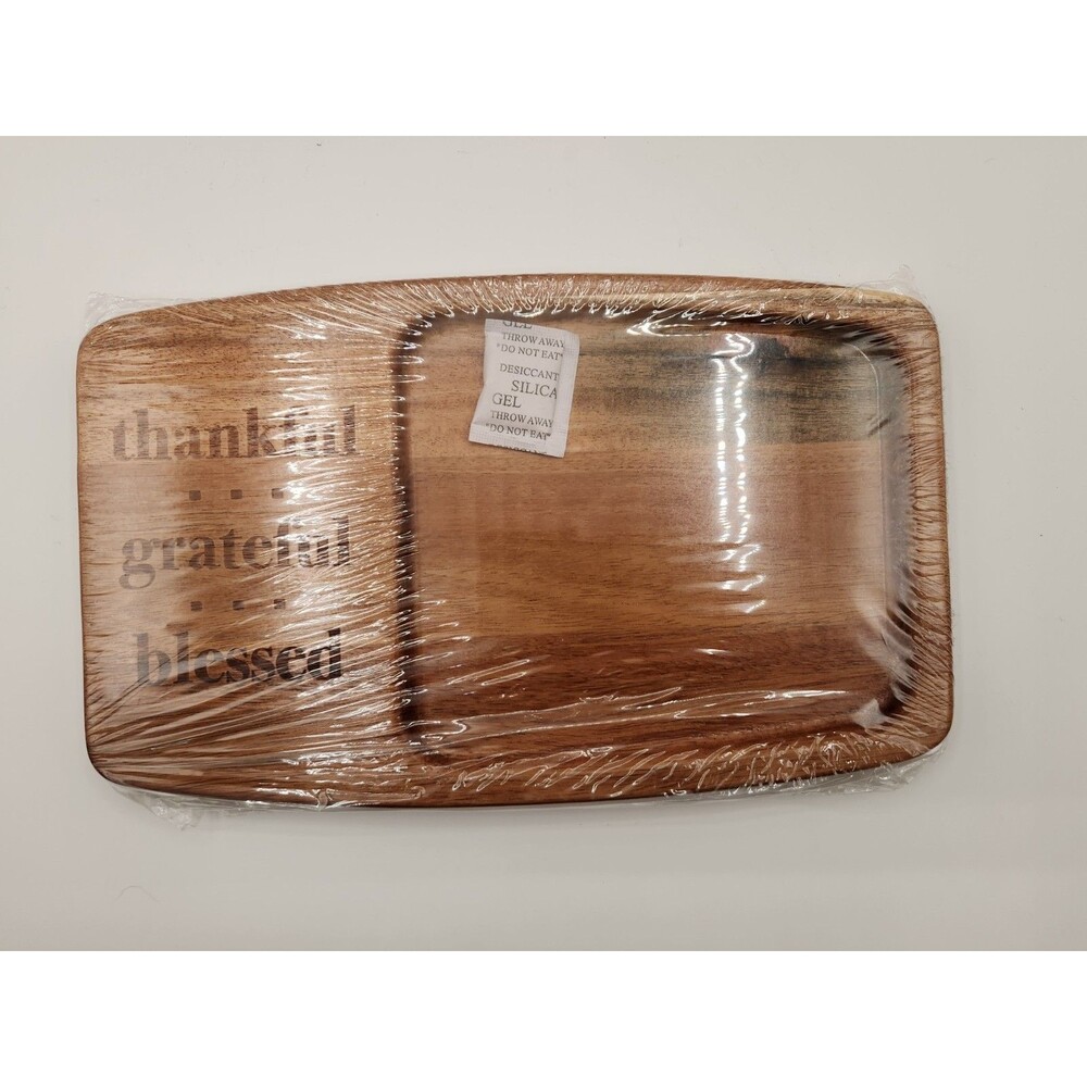 Pampered Chef Small Wood Cheese Board “Thankful,Grateful,Blessed” #100033 New
